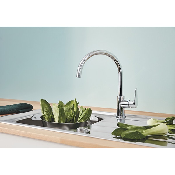 Baterie bucatarie GROHE BauCurve 31536001, metal, argintiu