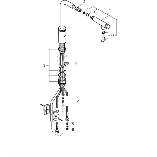 Baterie bucatarie GROHE Minta SmartControl 31613DC0, tip L, alama, argintiu inchis