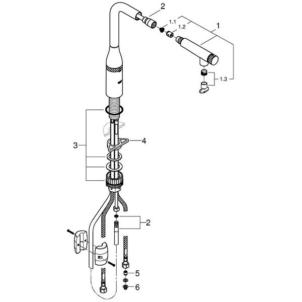 Baterie bucatarie GROHE Essence Smartcontrol 31615GN0, dus extractibil, metal, auriu mat