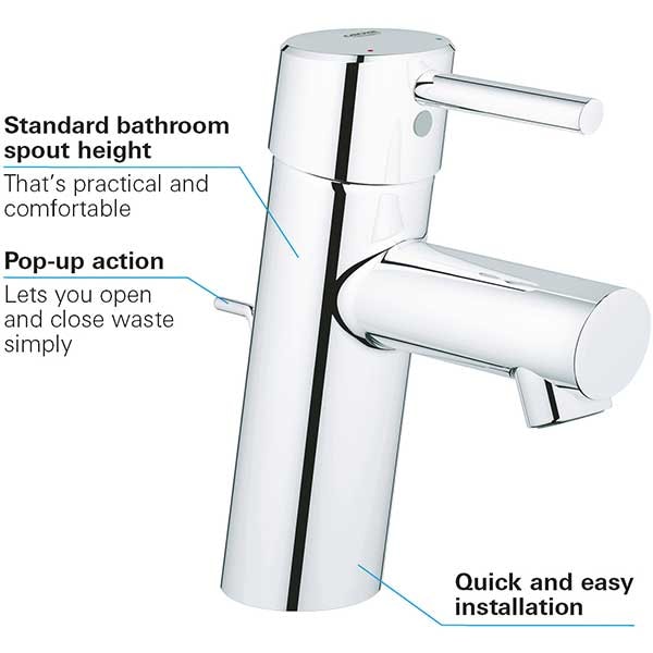 Baterie lavoar GROHE Concetto 32204001, marimea S, metal, crom