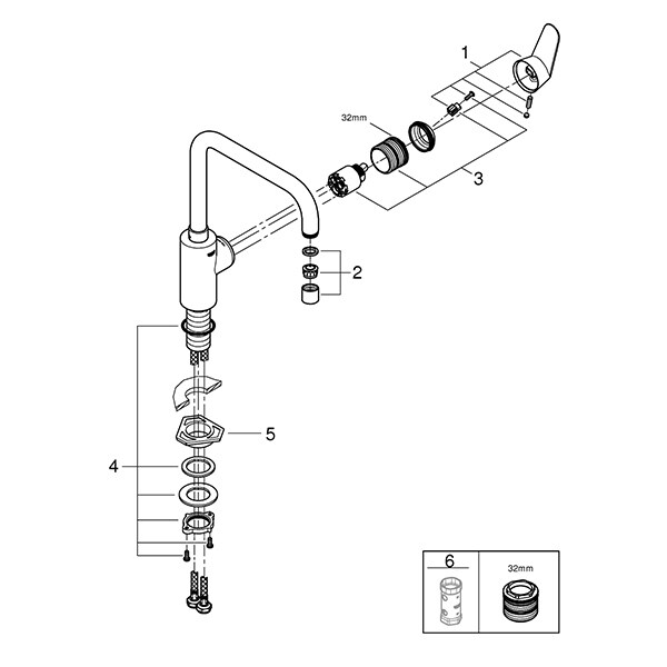 Baterie bucatarie GROHE Eurodisc 32259003, metal, crom