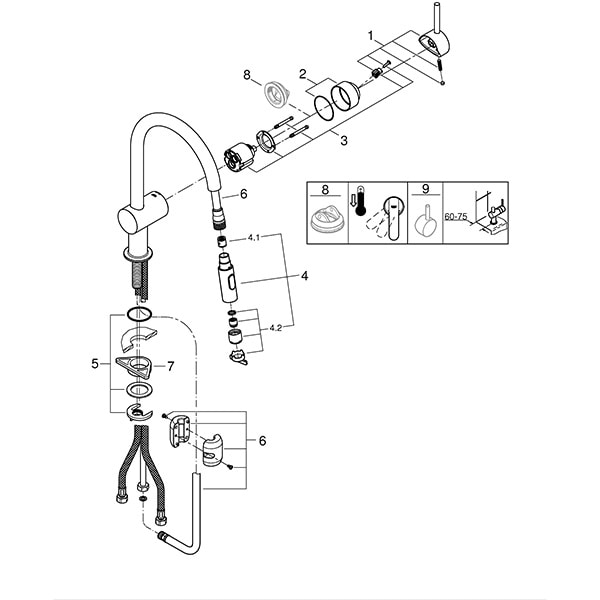Baterie bucatarie GROHE Minta 32321002, metal, argintiu