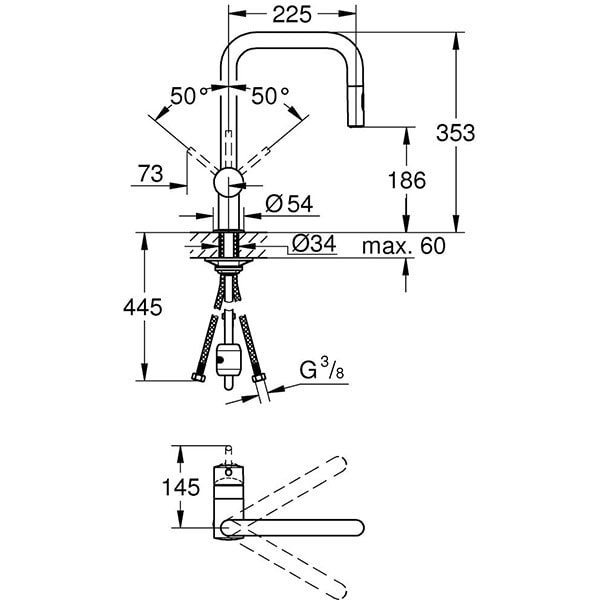 Baterie bucatarie GROHE Minta 32322A02, tip C, metal, antracit