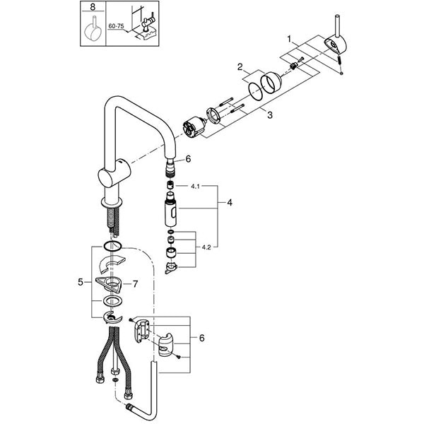 Baterie bucatarie GROHE Minta 32322A02, tip C, metal, antracit