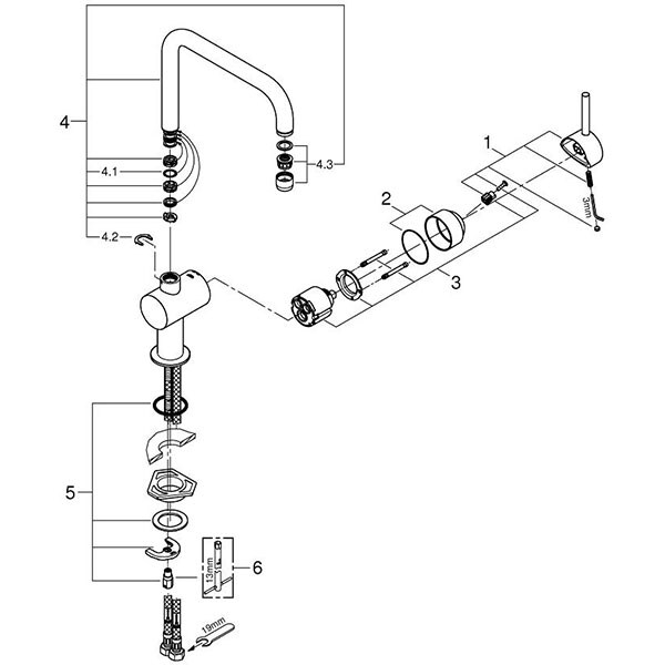 Baterie bucatarie GROHE Minta 32488A00, metal, antracit