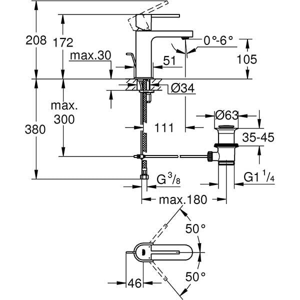 Baterie lavoar GROHE Plus 32612003, marimea S, metal, crom
