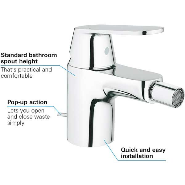 Baterie bideu GROHE Cosmopolitan 32839000, marimea S, metal, crom