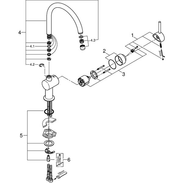 Baterie bucatarie GROHE Minta 32917DA0, metal, bronz