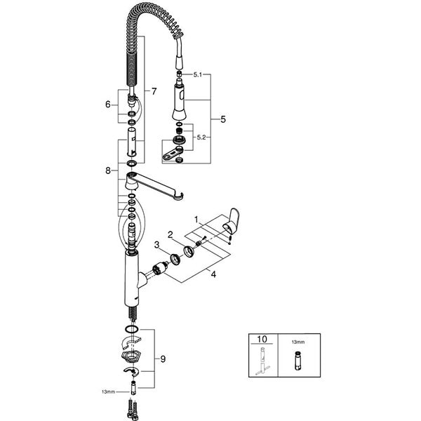 Baterie bucatarie GROHE K7 32950000, metal, argintiu