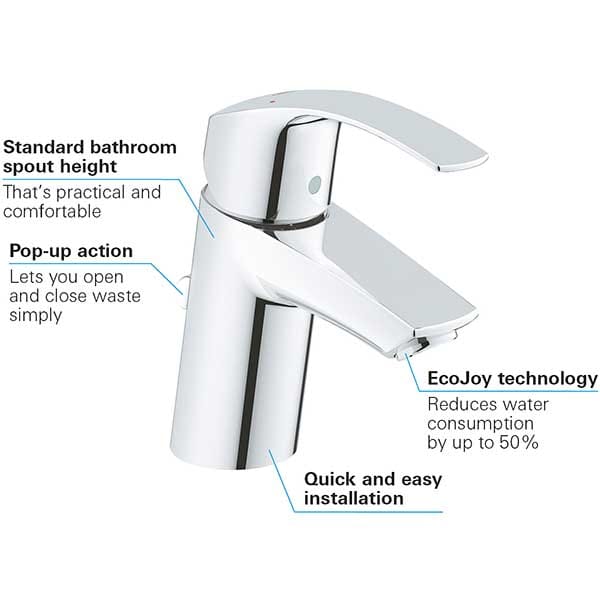 Baterie lavoar GROHE EuroSmart 33265002, marimea S, metal, crom