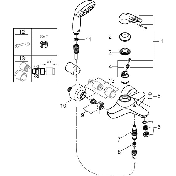 Set dus GROHE Eurostyle 3359230A, 2 functii, crom