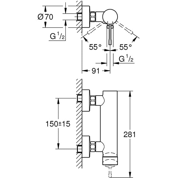 Baterie dus GROHE Essence 33636AL1, metal, antracit
