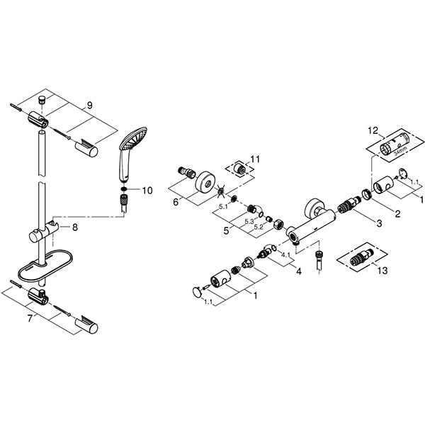 Set baterie dus GROHE Grohtherm 1000 Cosmopolitan M 34321002, termostat, 3 functii, crom