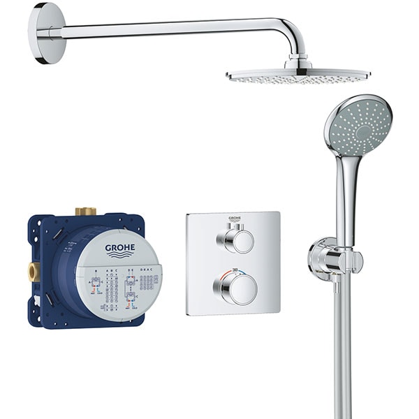 Sistem dus GROHE Grohtherm Cosmopolitan 210 34734000, 2 functii, argintiu