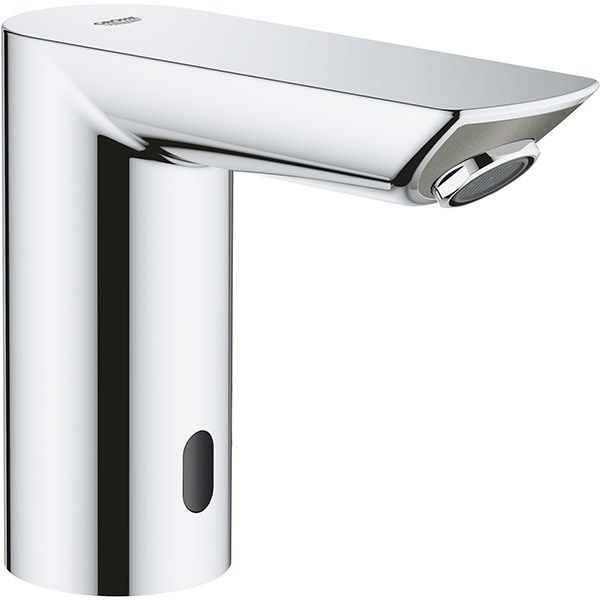 Baterie lavoar cu senzor infrarosu GROHE Bau Cosmopolitan E 36452000, baterie Litiu 6V, alama, argintiu