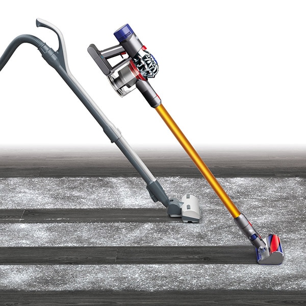 Aspirator vertical DYSON V8 Absolute+, 0.54l, 21.6V, autonomie max 40 min, Sistem Point&Shoot, auriu-mov