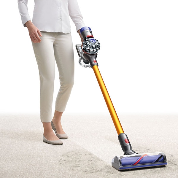 Aspirator vertical DYSON V8 Absolute+, 0.54l, 21.6V, autonomie max 40 min, Sistem Point&Shoot, auriu-mov