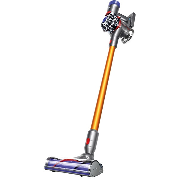Aspirator vertical DYSON V8 Absolute+, 0.54l, 21.6V, autonomie max 40 min, Sistem Point&Shoot, auriu-mov