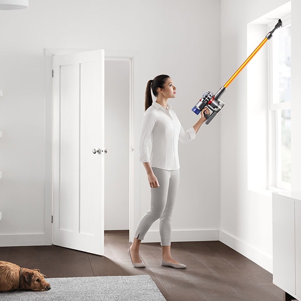 Aspirator vertical DYSON V8 Absolute+, 0.54l, 21.6V, autonomie max 40 min, Sistem Point&Shoot, auriu-mov