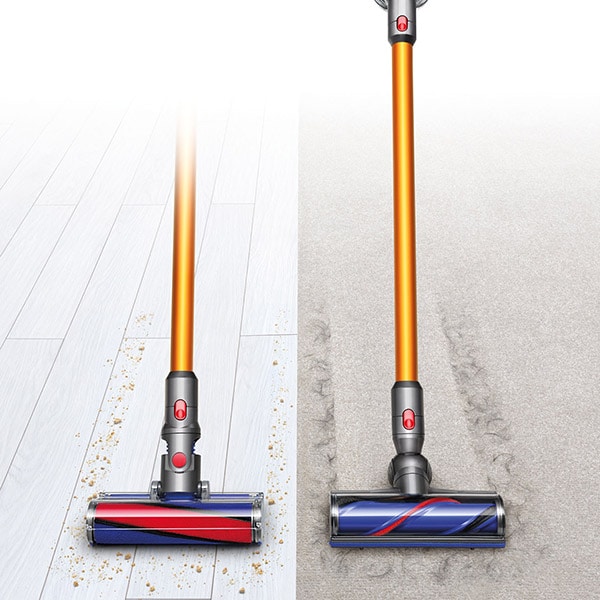 Aspirator vertical DYSON V8 Absolute+, 0.54l, 21.6V, autonomie max 40 min, Sistem Point&Shoot, auriu-mov