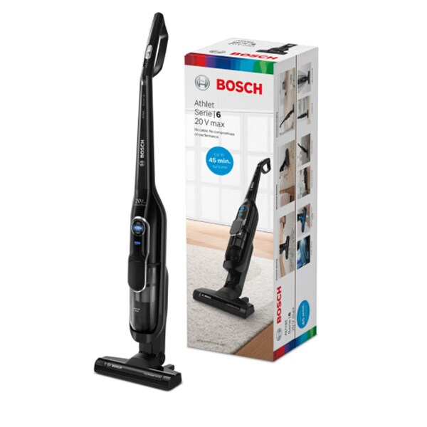 Aspirator vertical BOSCH Athlet BBH85B1, 0.9l, 18V, autonomie max 45 min, SmartSensor Control, negru