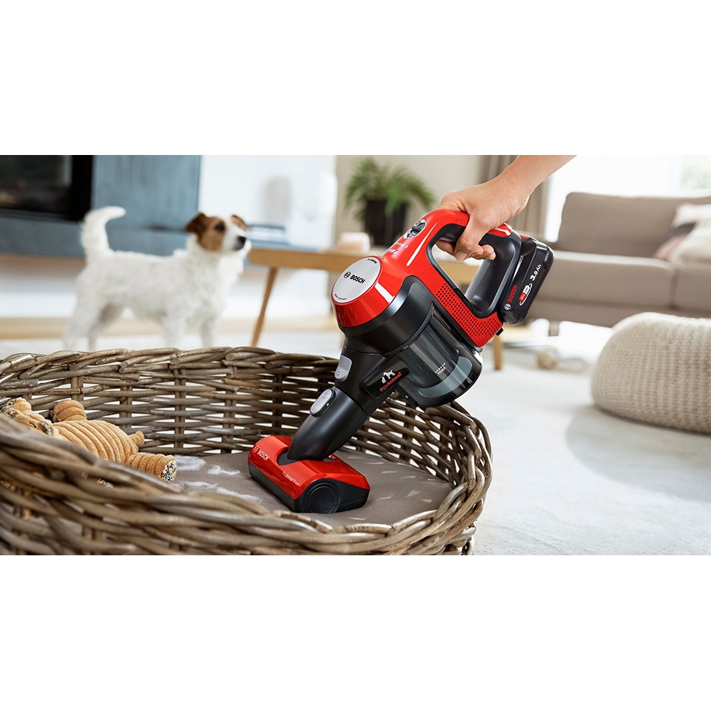 Aspirator vertical 2in1 BOSCH Unlimited 7 BCS711PET, 0.3l, 18V, autonomie max 40 min, Quick Stan, rosu-negru