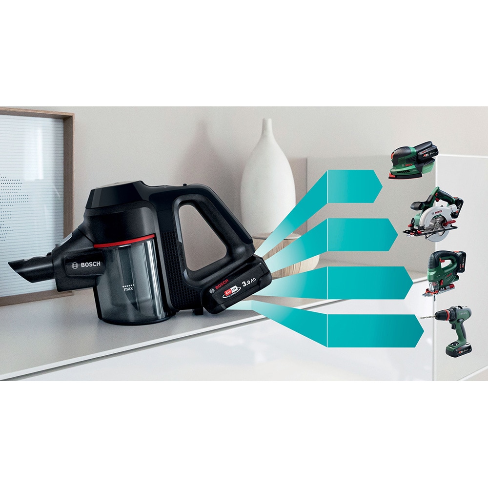 Aspirator vertical 2in1 BOSCH Unlimited 7 BCS712XXL, 0.3l, 18V, autonomie max 40 min, Quick Stan, negru-argintiu