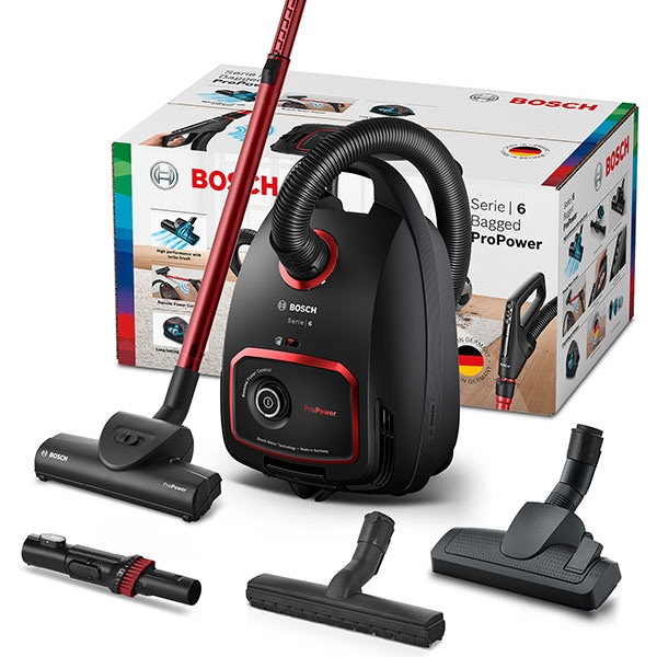 Aspirator cu sac BOSCH ProPower BGL6POW2, 4l, 850W, 76dB, negru-rosu