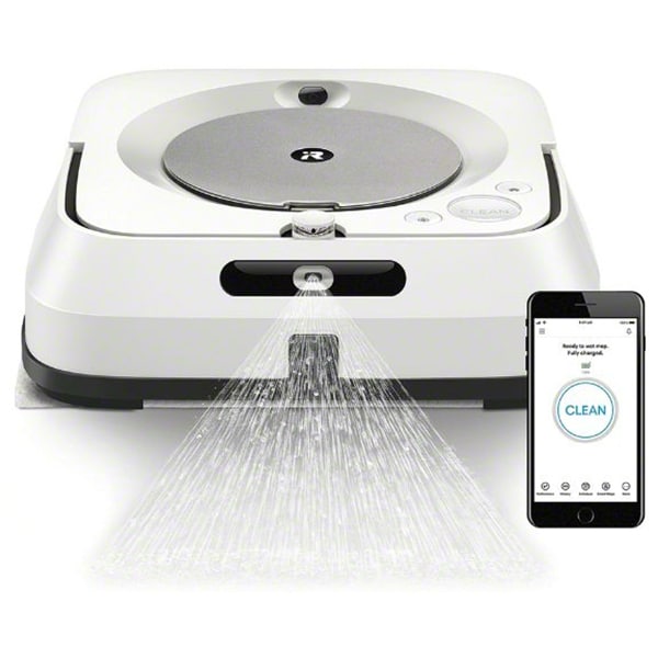 Mop robot IROBOT Braava jet m6, 0.45l, Navigatie iAdapt, Aplicatie iRobot Home, alb-argintiu 