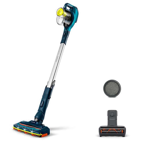 Aspirator vertical PHILIPS SpeedPro Duo 2 in1 FC6727/01, 0.4l, 21.6V, autonomie max 50 min, PowerCyclone, turcoaz-argintiu 