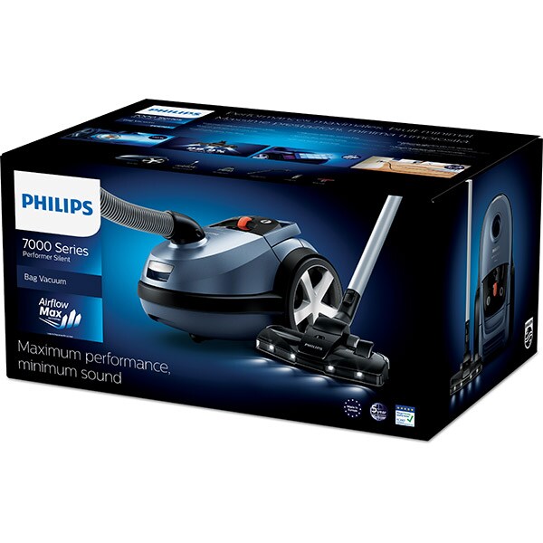Aspirator cu sac PHILIPS Performer Silent seria 7000 FC8787/09, 4l, 750W, 70dB, albastru-negru
