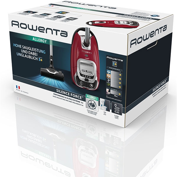 Aspirator cu sac ROWENTA Silence Force 5 RO7473EA, 4.5l, 400W, 58dB, rosu-argintiu