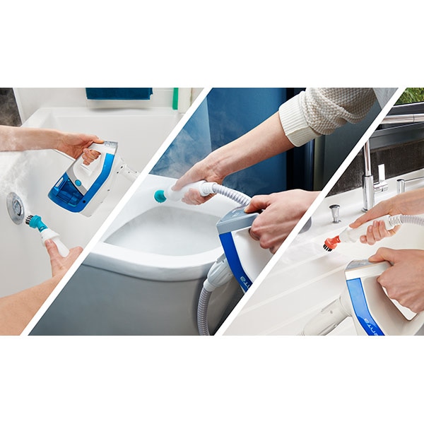 Aspirator vertical cu abur ROWENTA Clean&Steam Multi RY8561WH, 0.5l, 1700W, tehnologie ciclonica, alb-albastru