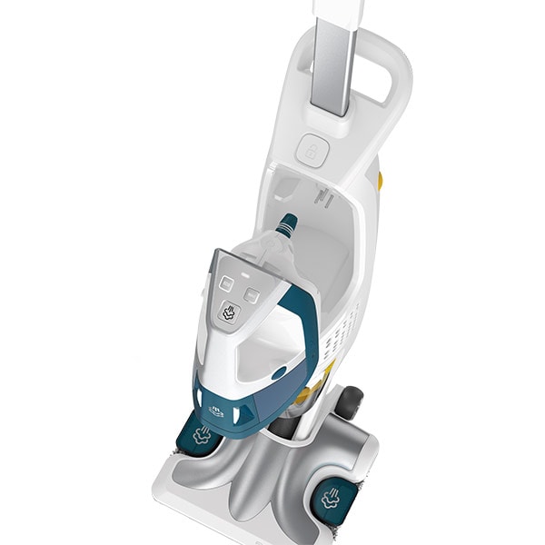 Aspirator vertical cu abur ROWENTA Clean&Steam Multi RY8561WH, 0.5l, 1700W, tehnologie ciclonica, alb-albastru