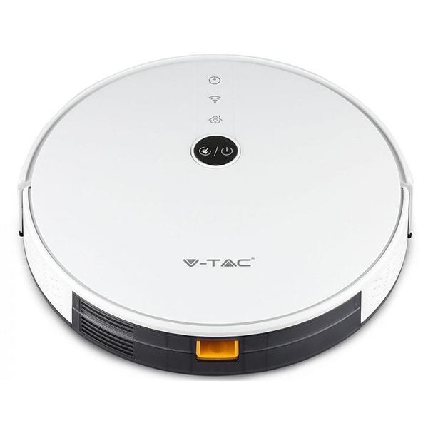 Aspirator robot V-TAC 8649, 0.6l, 14.4V, autonomie max 150 min, Wi-Fi, Smart Light App, functie mop, alb-negru