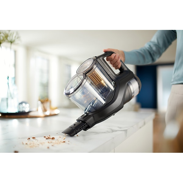 Aspirator vertical PHILIPS Aqua Plus XC8349/01, 0.6l, 25.2V, autonomie max 80 min, gri inchis