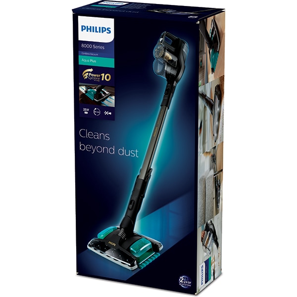 Aspirator vertical PHILIPS Aqua Plus XC8349/01, 0.6l, 25.2V, autonomie max 80 min, gri inchis