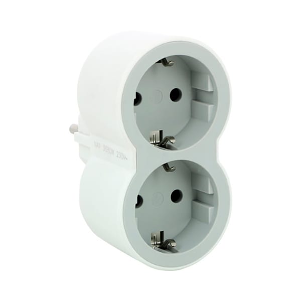 Adaptor priza LEGRAND L694516, 2 prize, alb-gri deschis