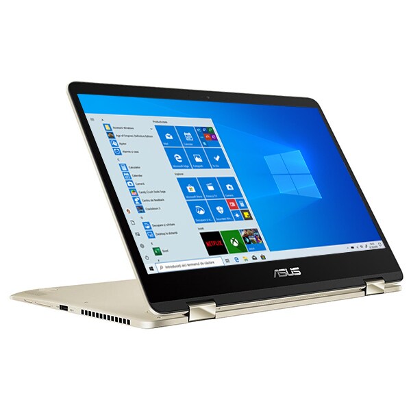 Laptop 2 in 1 ASUS ZenBook UX461UA-E1013T, 14" Full HD Touch, Intel Core i5-8250U pana la 3.4GHz, 8GB, SSD 256GB, Intel UHD Graphics 620, Windows 10 Home, Gold