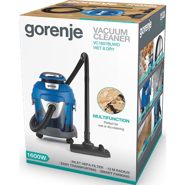 Aspirator wet&dry GORENJE SC1601BUWD, 10l, 1600W, 78dB, albastru-negru