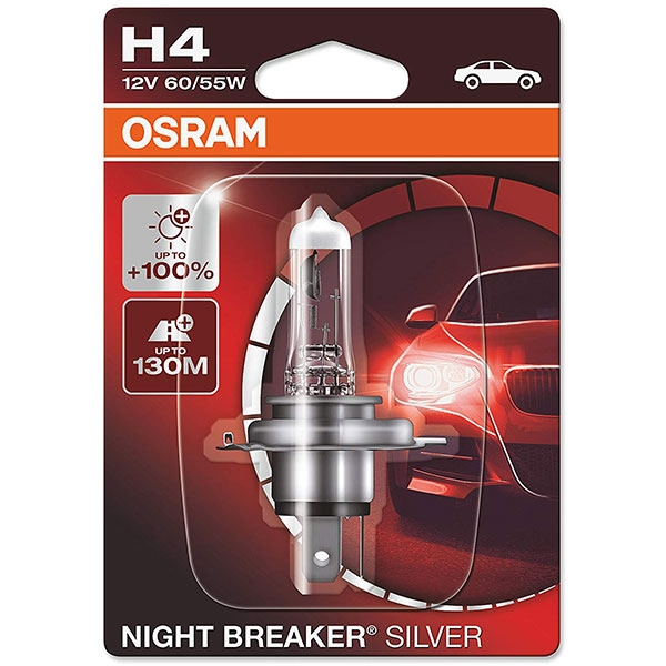 Bec auto OSRAM H4 NB SILVER 64193NBS-01B, +100%, 12V, 60/55W