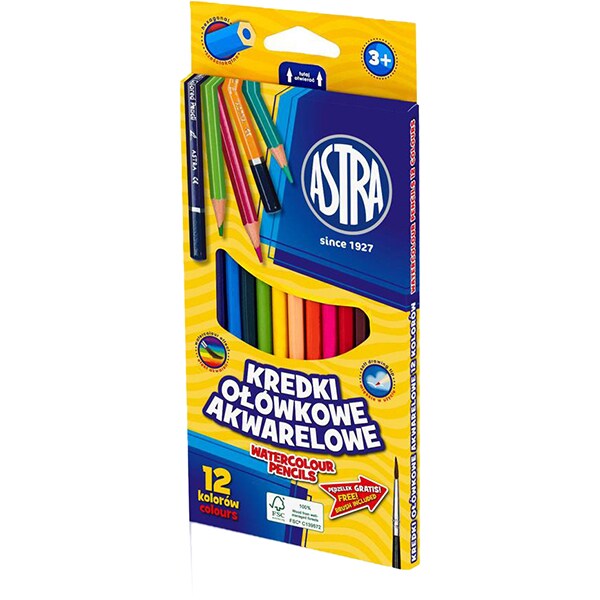 Creioane colorate ASTRA, vopsea pe baza de apa, 12 culori