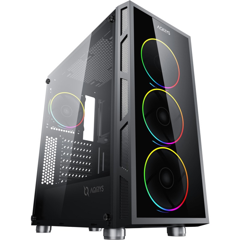 Carcasa PC AQIRYS Antares ARGB, USB 3.0, fara sursa, negru