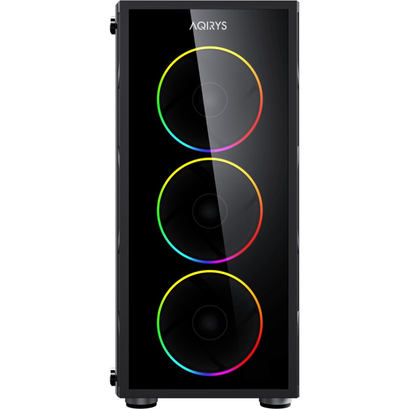 Carcasa PC AQIRYS Antares ARGB, USB 3.0, fara sursa, negru