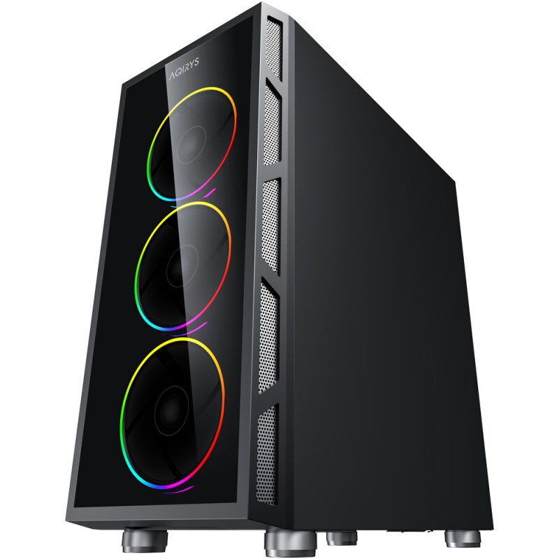 Carcasa PC AQIRYS Antares ARGB, USB 3.0, fara sursa, negru