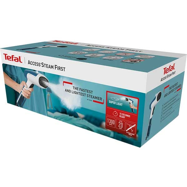 Aparat de calcat vertical cu abur TEFAL Access Steam First DT6130E0, 1300W, 70ml, alb-albastru