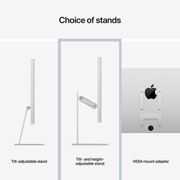 Monitor APPLE Studio Display mk0q3rc/a, 27" 5K Retina, WebCam 12MP, Standard Glass, Tilt and Height Adjustable Stand, argintiu