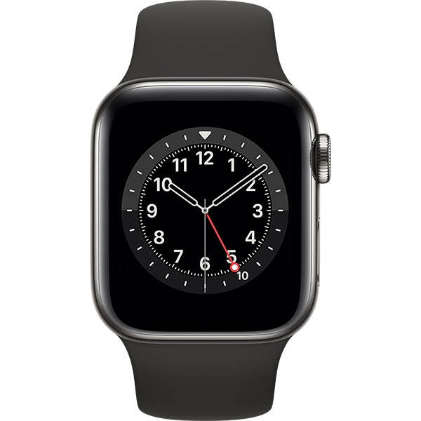 APPLE Watch Series 6 GPS + Cellular, 40mm Graphite Stainless Steel Case, Black Sport Band
