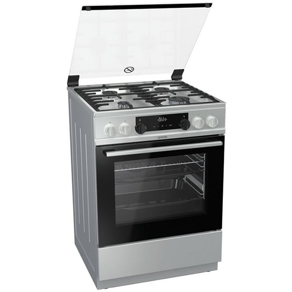 Aragaz GORENJE K6351XF, 4 arzatoare, Gaz + Electric, L 60 cm, Grill, inox