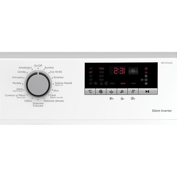 Masina de spalat rufe frontala ARCTIC AB91223XLW5, 9 kg, 1200rpm, Clasa B, alb